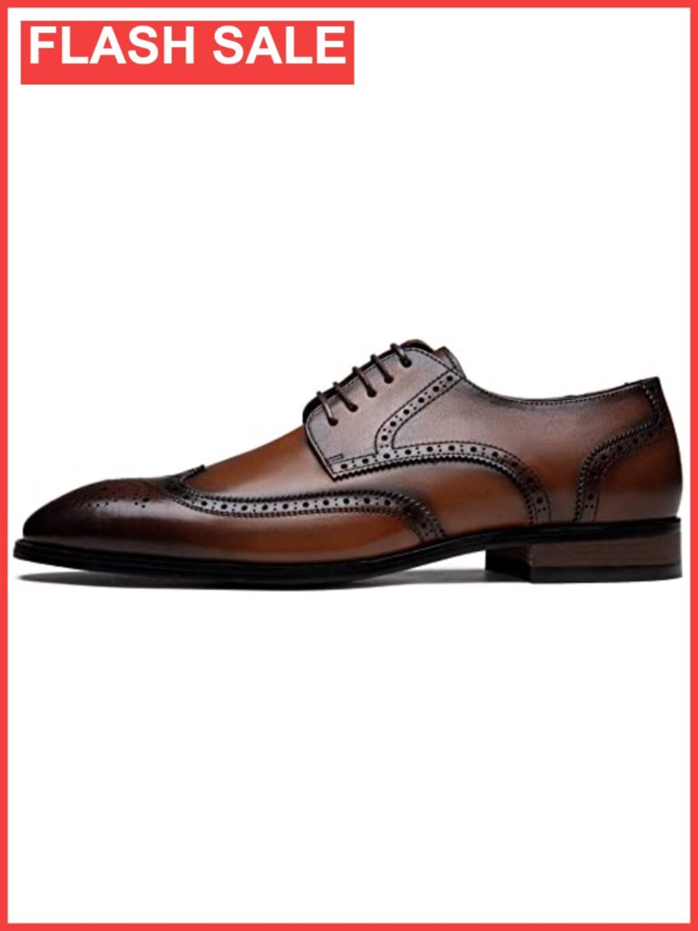 Men's Full-Grain Leather Wingtip Oxford Dress Shoes Lace-Up Brogue